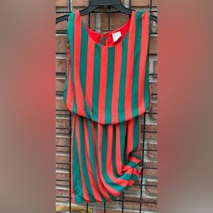 Vibrate Monaco Red and Green Striped Dress